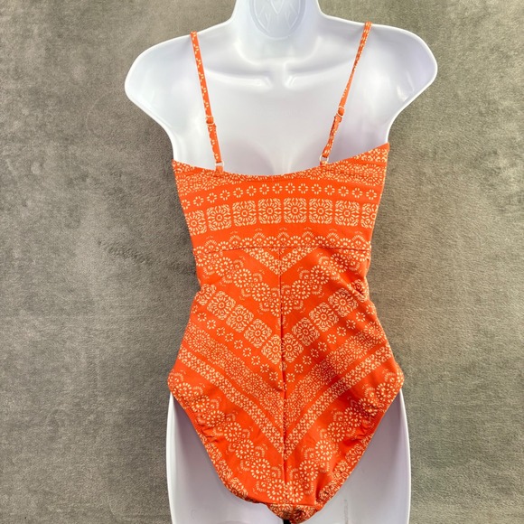 Robin Piccone 6 Swimsuit Isla Plunge One Piece Body Shaping Terracotta NWOT - Picture 3 of 12